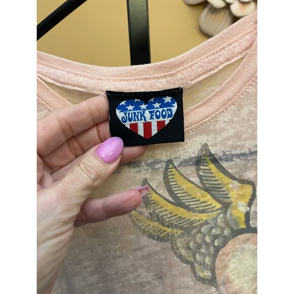 Popeye vintage Y2K Junk Food large cotton t-shirt peach junior tattoo graphic - Picture 4 of 5